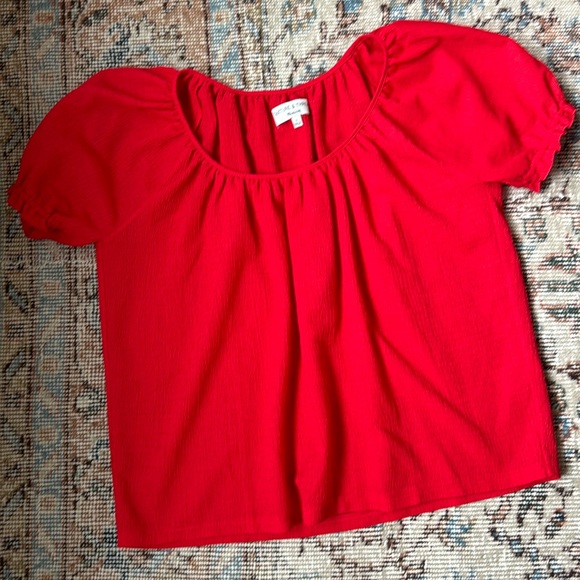 Madewell Texture & Thread Peasant Top | Size S | Red - Picture 4 of 12